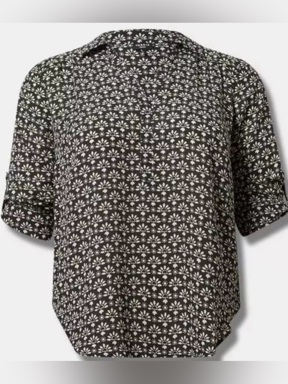Torrid Harper 3/4 Sleeve Blouse in Black and White